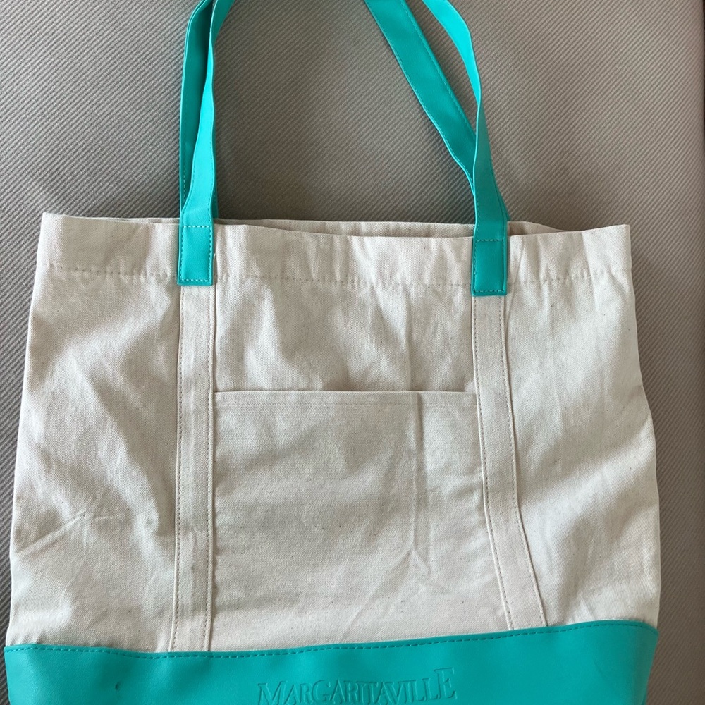 Margaritaville Blue and Cream Tote Bag for Everyday Use